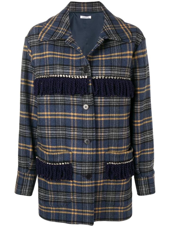 P.a.r.o.s.h. Embellished Check Coat - Blue