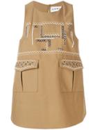 Carven Printed Sleeveless Swing Top - Neutrals