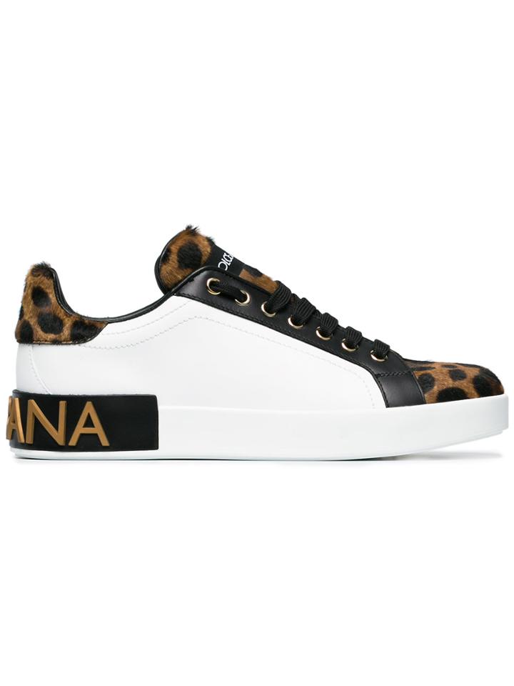 Dolce & Gabbana Pony Skin Leopard Print Sneakers - Brown