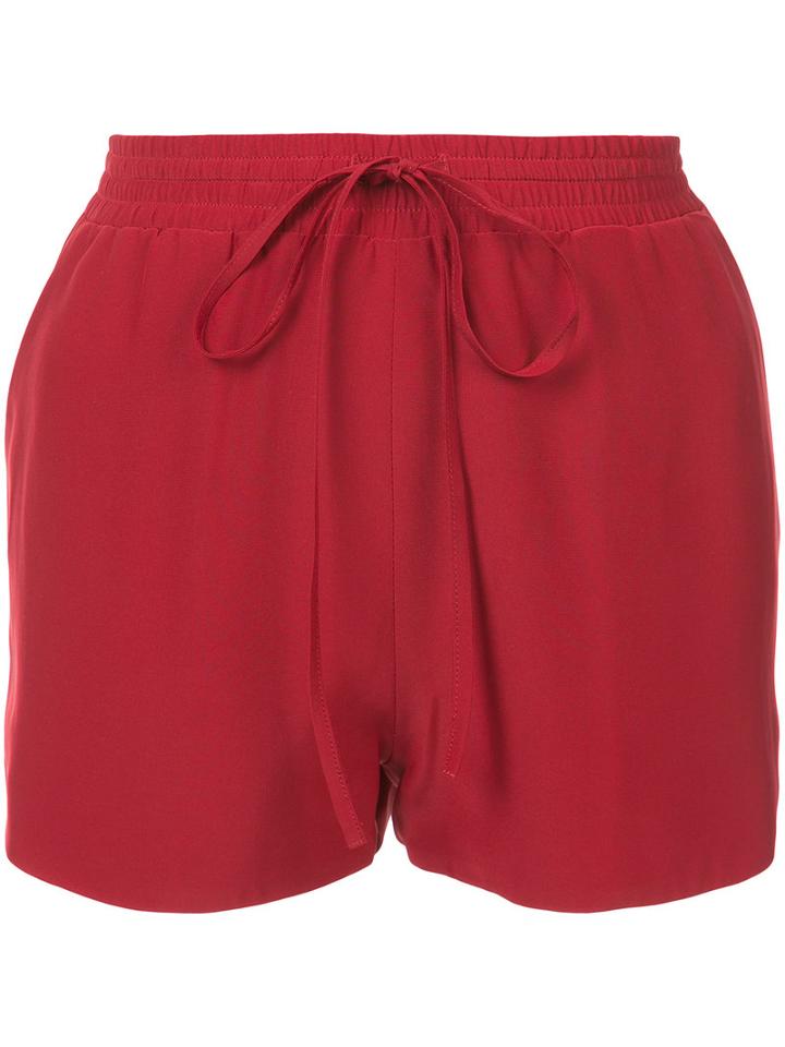 Robert Rodriguez - Drawstring Mini Shorts - Women - Silk - S, Red, Silk