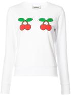 Yazbukey Cherry Print Sweatshirt, Women's, Size: Xs, White, Cotton/polyester