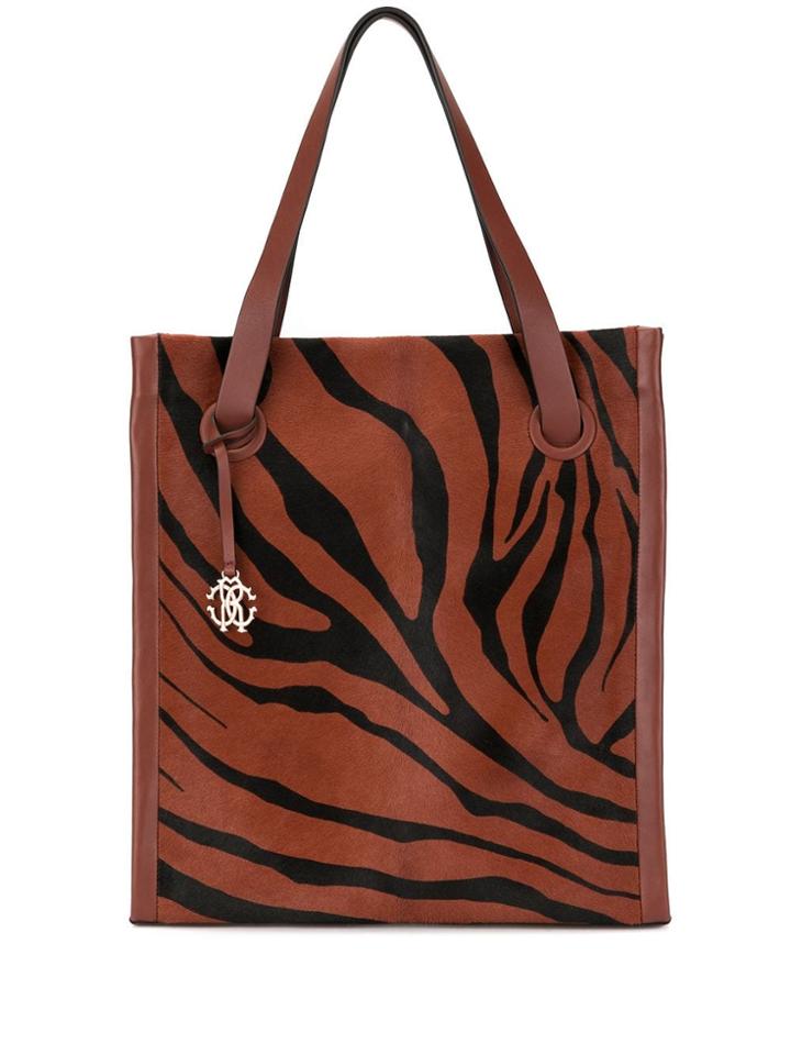 Roberto Cavalli Zebra Stripe Shopper Tote Bag - Brown