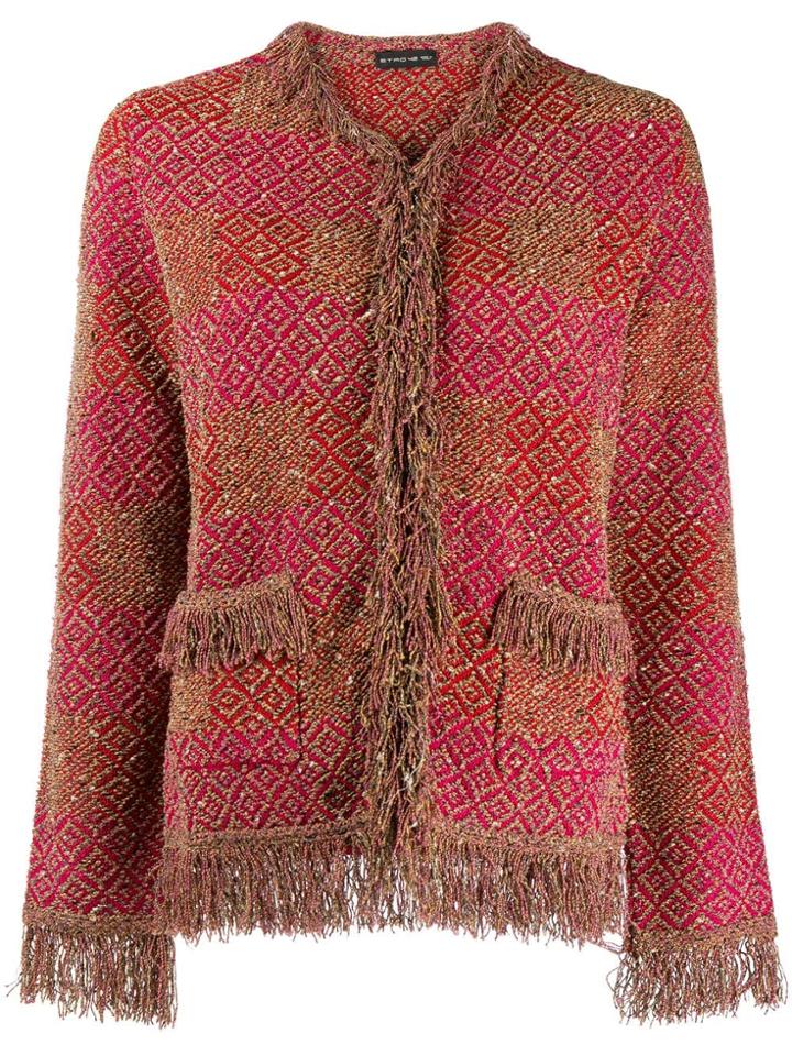 Etro Fringed Tweed Jacket - Red