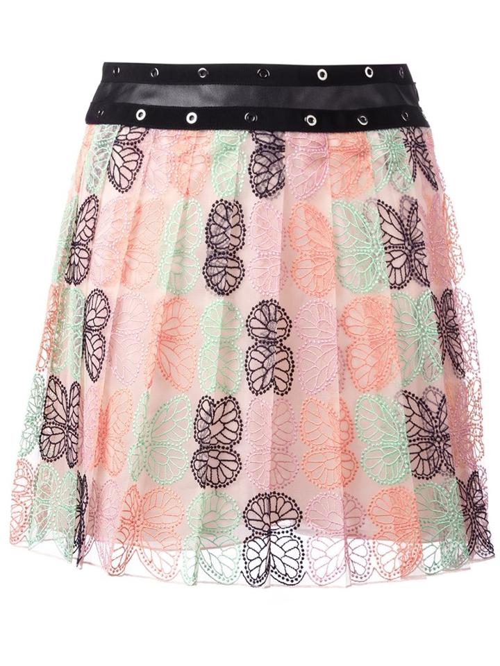 Giamba Butterfly Print Pleated Skirt