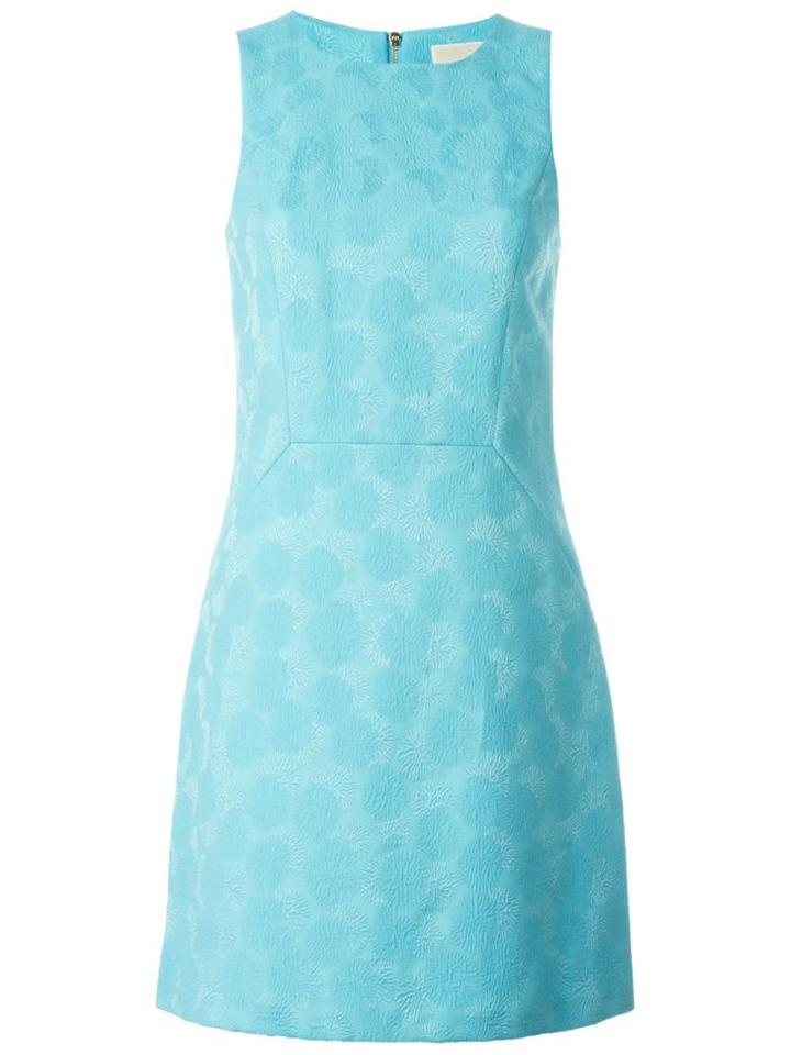 Michael Michael Kors Sleeveless Jacquard Dress, Women's, Size: 2, Blue, Cotton/polyester/viscose