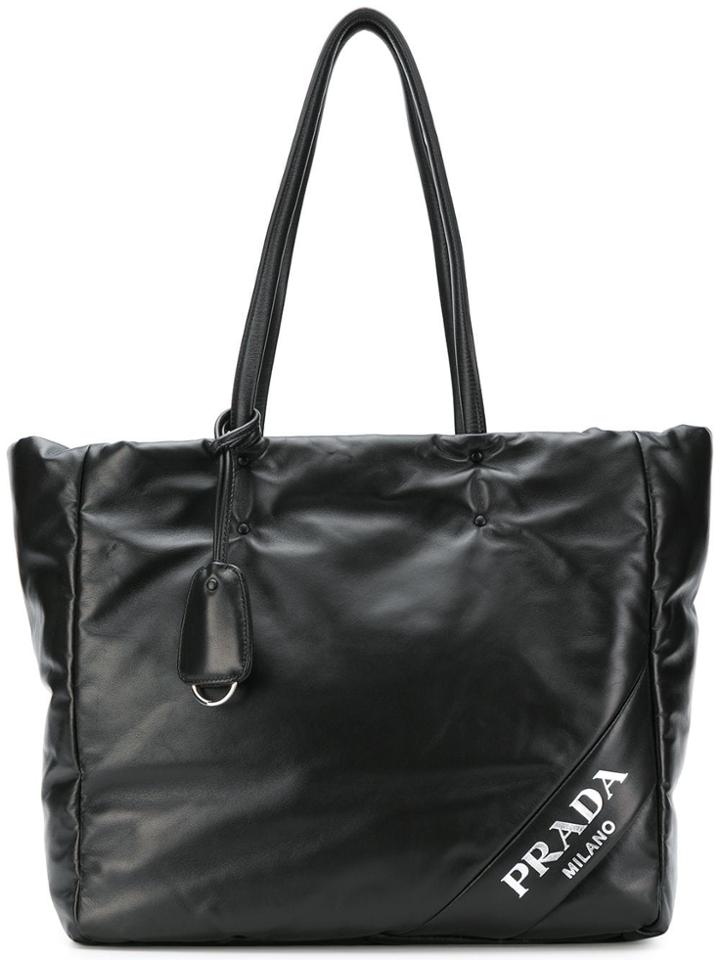 Prada Padded Leather Tote Bag - Black