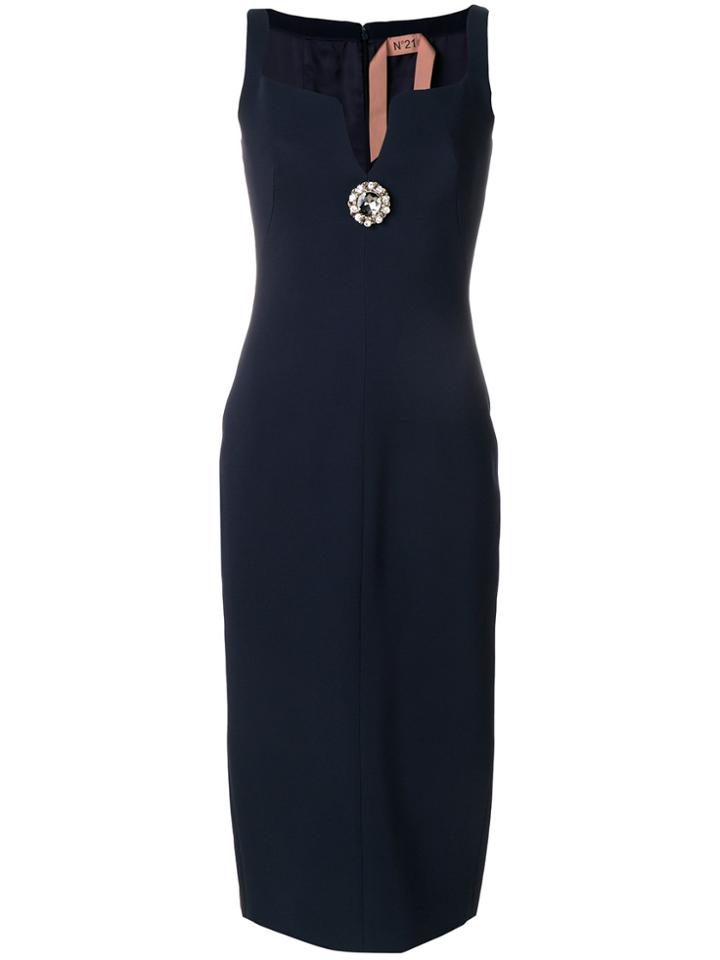 No21 Fitted Embellished Dress - Blue