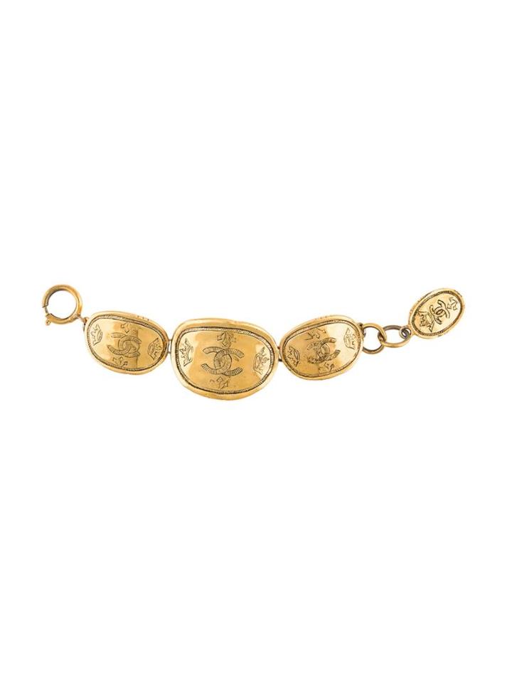 Chanel Vintage Crown Bracelet, Women's, Metallic