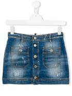 Dsquared2 Kids Stonewash Denim Skirt, Girl's, Size: 14 Yrs, Blue