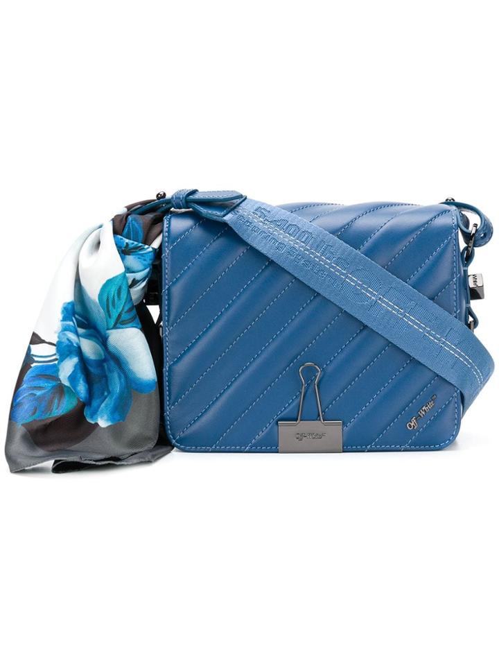 Off-white Quilted Flap Shoulder Bag - Blue