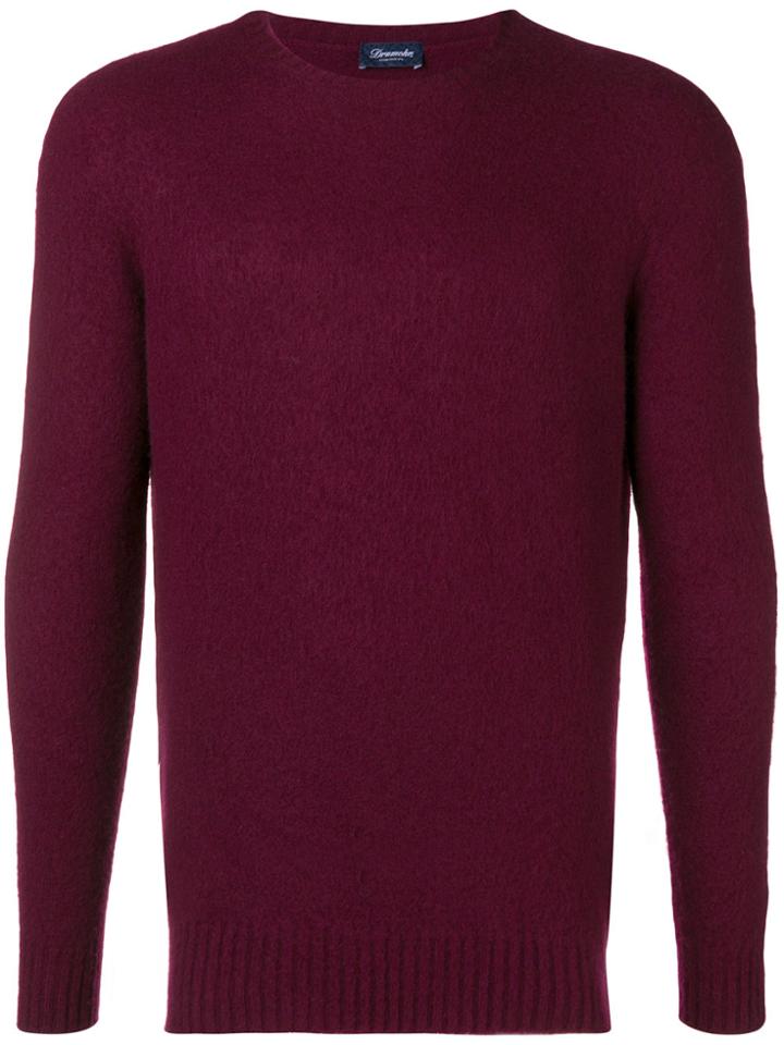 Drumohr Crew Neck Brushed Sweater - Pink & Purple
