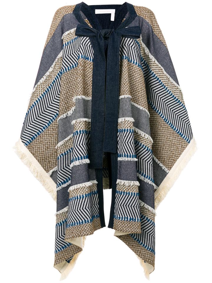 See By Chloé Patchwork Poncho Cape - Blue