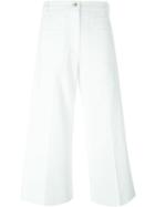 Maison Margiela Cropped Flared Trousers, Women's, Size: 44, White, Cotton