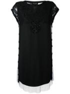 Twin-set Sequinned Panel T-shirt Dress, Women's, Size: 38, Black, Polyester/polyamide