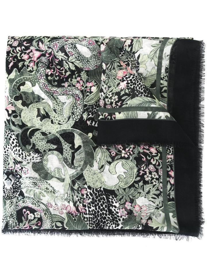 Roberto Cavalli Printed Frayed Scarf