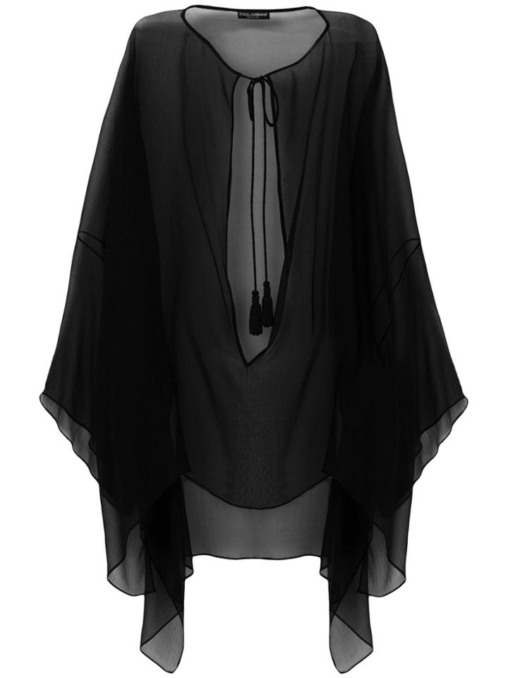 Dolce & Gabbana Vintage Tassel Tie-front Cape - Black