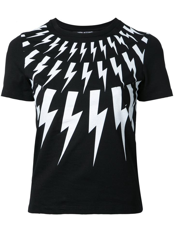 Neil Barrett Lightning Bolt Print T-shirt, Women's, Size: Small, Black, Cotton