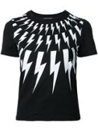 Neil Barrett Lightning Bolt Print T-shirt, Women's, Size: Small, Black, Cotton