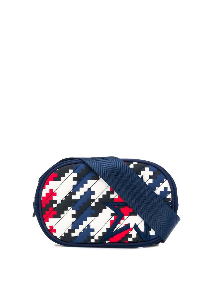 Perfect Moment Geometric Houndstooth Print Belt Bag - Blue