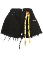 Off-white Twisted Scarf Detailed Denim Shorts - Black