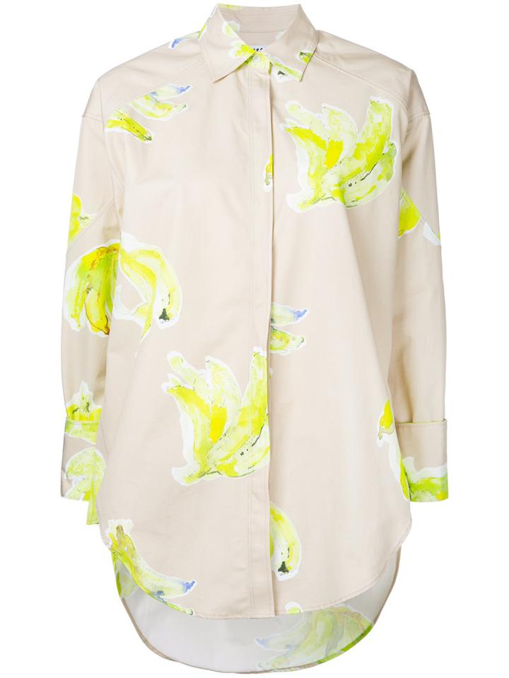 Msgm - Embroidered Shirt - Women - Cotton - 38, Nude/neutrals, Cotton