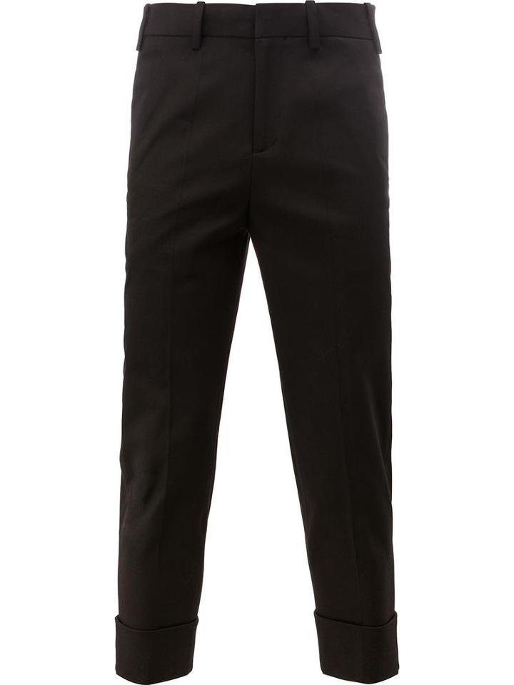 Neil Barrett Twill Cropped Trousers, Men's, Size: 50, Black, Cotton/spandex/elastane