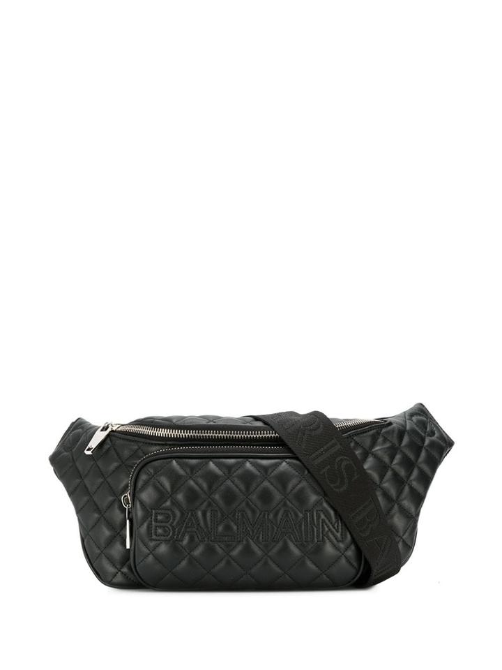 Balmain Quilted Logo Belt Bag - Black