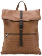 Bottega Veneta Intrecciato Detailed Backpack - Brown
