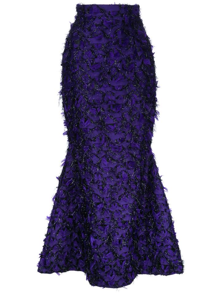 Bambah - Violeta Fishtail Skirt - Women - Olive Brocade - 12, Pink/purple, Olive Brocade