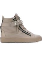 Giuseppe Zanotti Design Riley Hi-top Sneakers, Men's, Size: 39, Grey, Calf Leather/leather/rubber