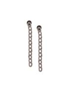 Anita Ko 18kt White Gold Long Diamond Chain Link Earrings - Silver