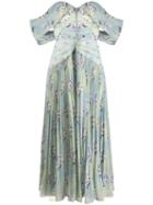 Self-portrait Sweetheart Floral Print Dress - Blue