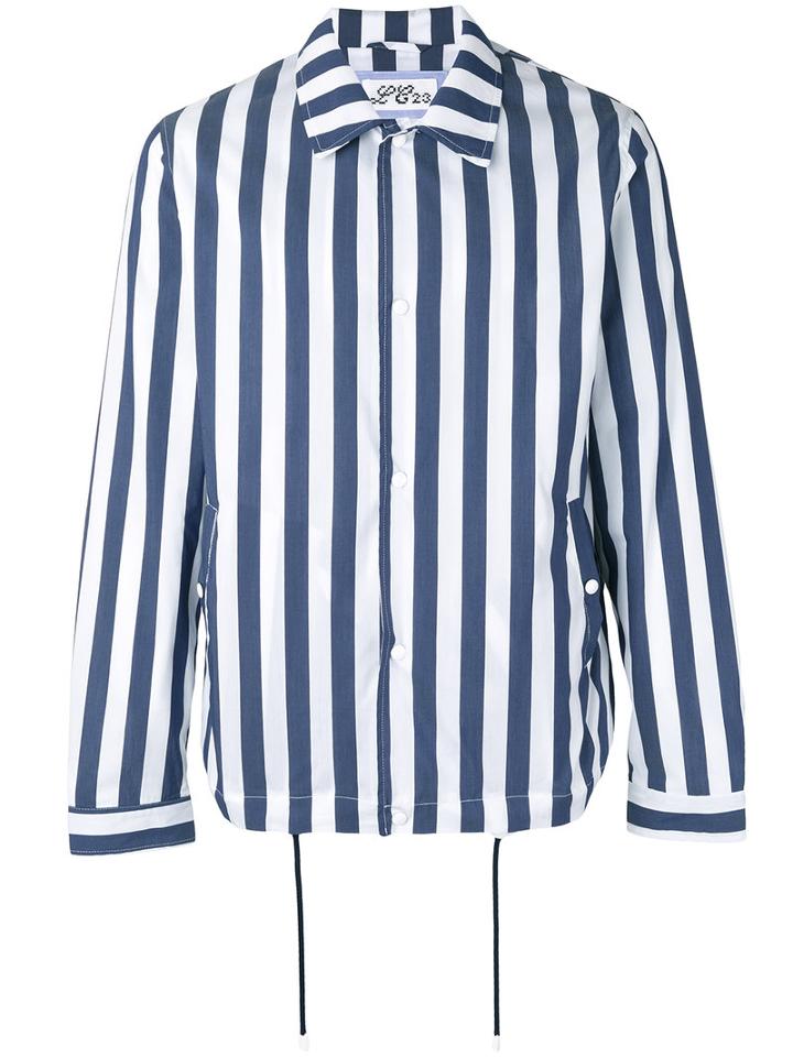 Lc23 - Striped Shirt Jacket - Men - Cotton/spandex/elastane - Xl, Blue, Cotton/spandex/elastane