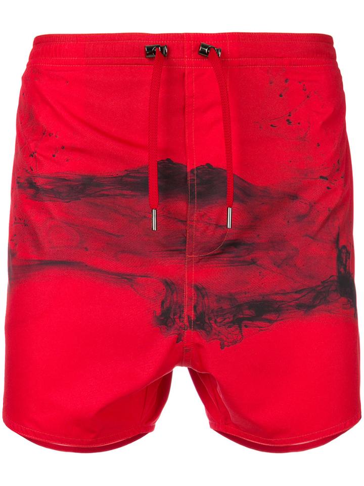 Neil Barrett Abstract Print Swim Shorts - Red