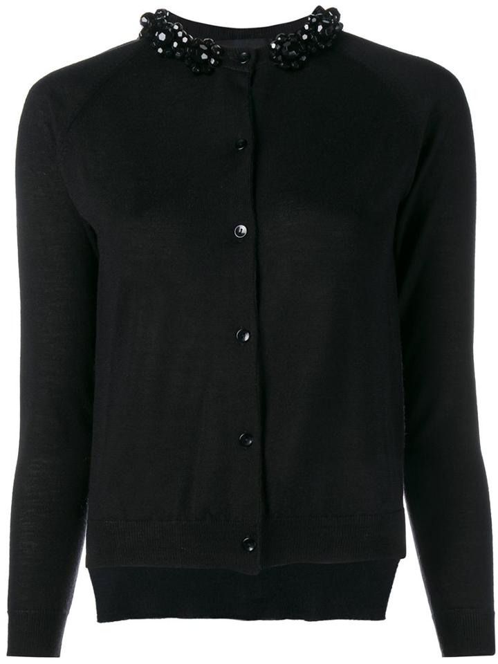 Simone Rocha Embellished Collar Cardigan, Women's, Size: Medium, Black, Silk/cashmere/merino/pvc