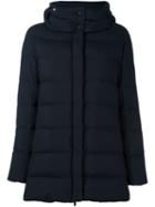 Herno Hooded Puffer Jacket, Women's, Size: 44, Blue, Feather Down/fluoropolymer/polyamide/spandex/elastane