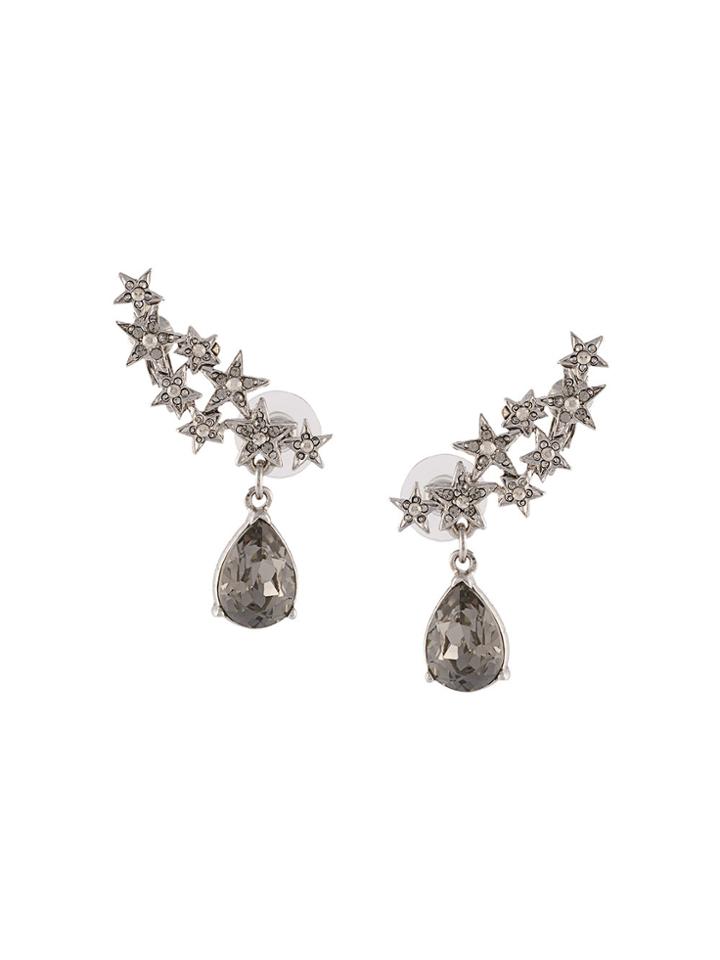 Oscar De La Renta Crystal Star Earrings - White