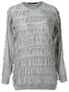 Uma Raquel Davidowicz - Fringed Knit Blouse - Women - Viscose - M, Grey, Viscose