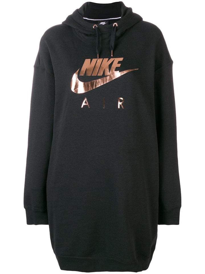 Nike Logo Print Hoodie Dress - Black