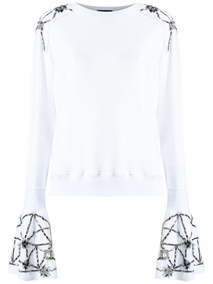 Andrea Bogosian Embellished Jumper, Women's, Size: Medium, White, Cotton/polyester