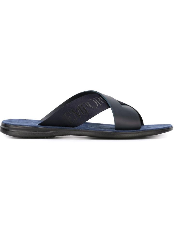 Emporio Armani Crisscross Slider Sandals