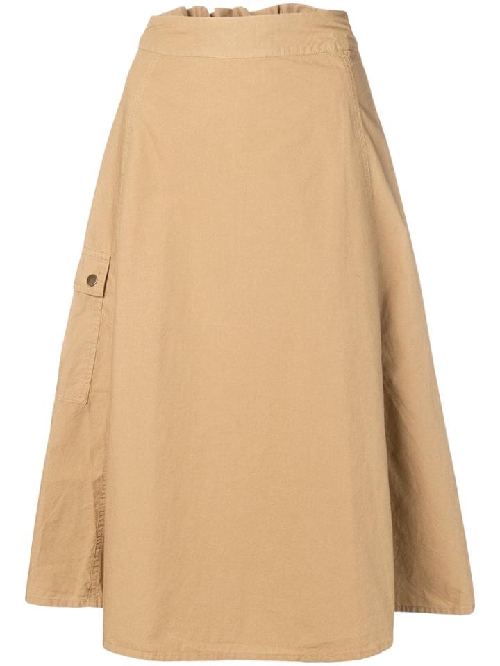 Closed High-waisted Midi Skirt - Neutrals