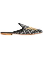 Gia Couture Pointed Toe Slippers - Black