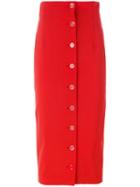 Off-white Buttoned Pencil Skirt, Women's, Size: Xs, Red, Polyester/spandex/elastane/viscose/wool