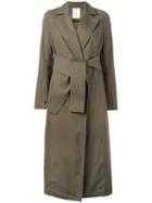 Maison Rabih Kayrouz Belted Trench Coat, Women's, Size: 36, Green, Cotton/acetate/cupro