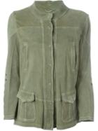Sylvie Schimmel Banded Collar Multi-pockets Jacket, Women's, Size: 42, Green, Goat Skin