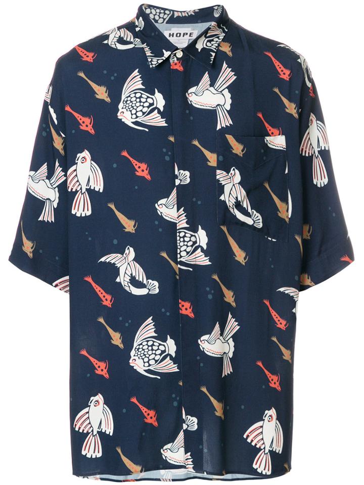 Hope Ocean Print Shortsleeved Shirt - Blue