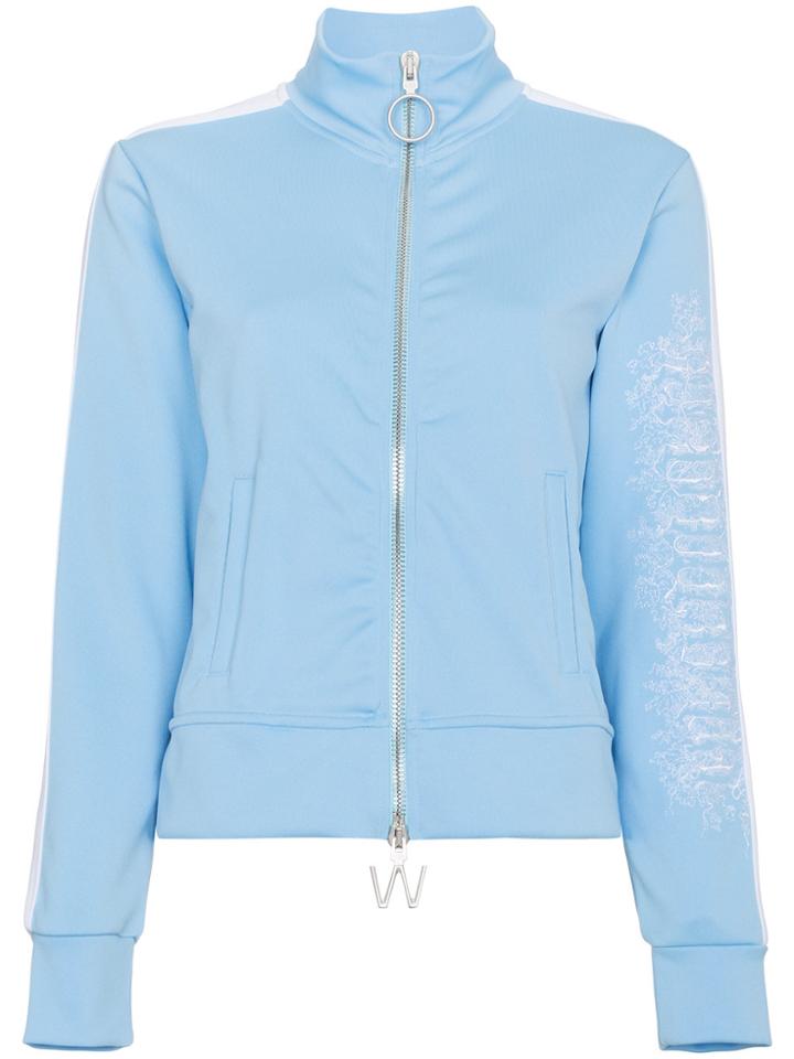 Off-white Blue Zip Front Sports Jacket