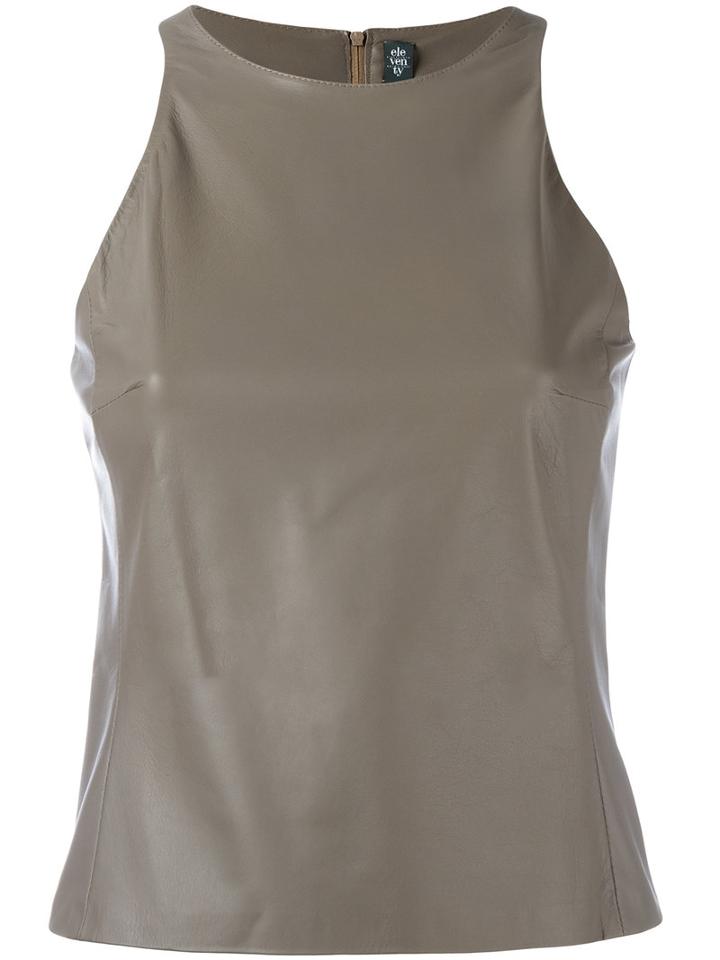 Eleventy Rear Zip Top, Women's, Size: 42, Grey, Leather