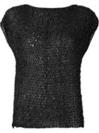 Alberta Ferretti Short Sleeve Knit Top, Women's, Size: 44, Black, Cotton/polyamide/polyurethane/rayon